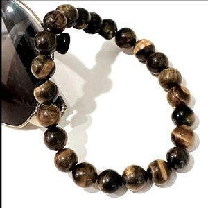 Real Natural Tiger Eyes Stone Braclet Beaded 8mm Stretchable